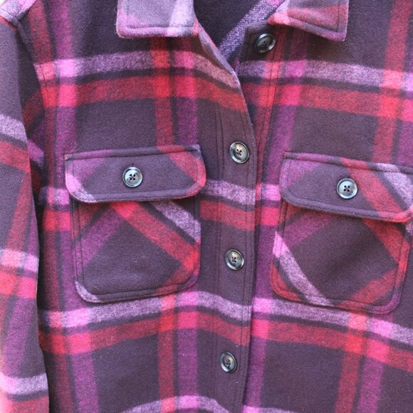 Terra Sky NWT Women Jacket SZ 14W Plaid Burgundy Belt Button Down Winter Warm - Picture 5 of 8